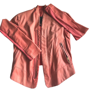 Y2K Veda leather jacket size S Exclusive for SCOOP NYC Pastel Peach Moto Zip Up